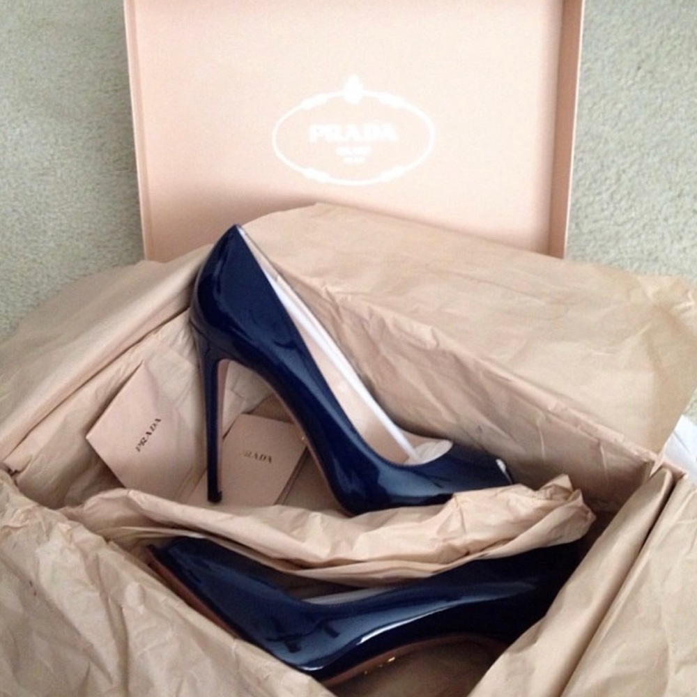 Prada Navy Peep Toe